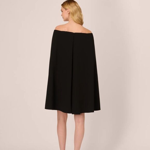 Adrianna Papell Women's Off-The-Shoulder Cape Dress Black size 4 NWT $169 - Picture 2 of 6